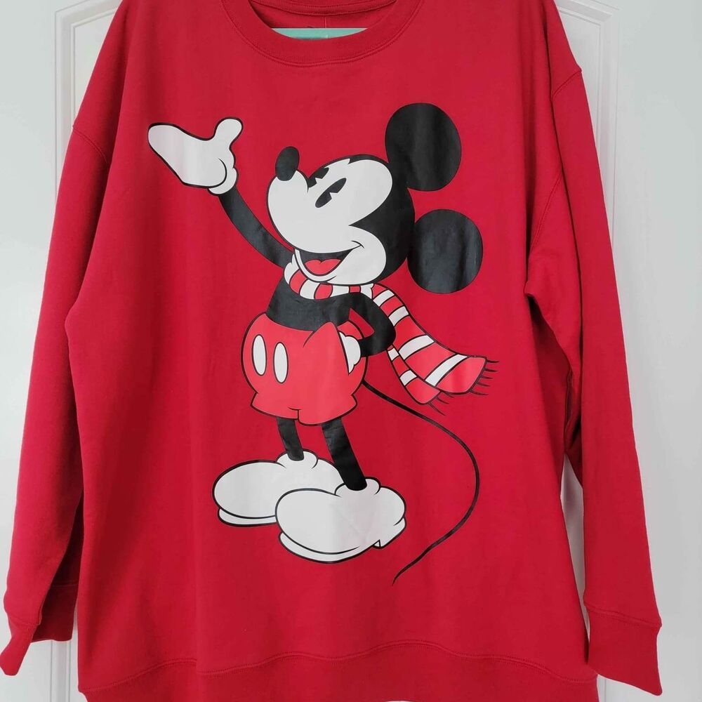 Men's Disney Mickey MOUSE Red Pullover Sweatshirt XXL New W Tag